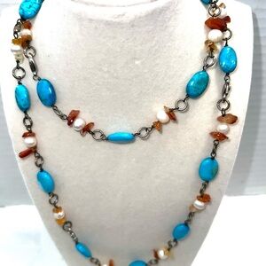Turquoise and Pearl Necklace